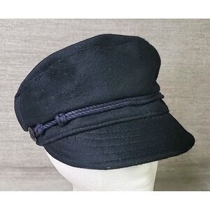 Evett Sailwear Made in England Braided Fisherman Mariner Black Hat RARE VINTAGE